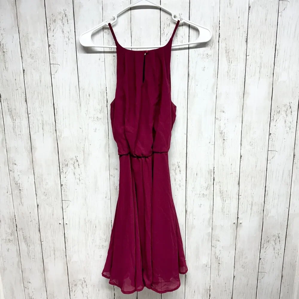 Blue Rain Dress Women Size XS Purple Mini Sleeveless Rutched Waisted Fit & Flare - Picture 4 of 4